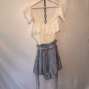 Sage off the shoulder romper - Small